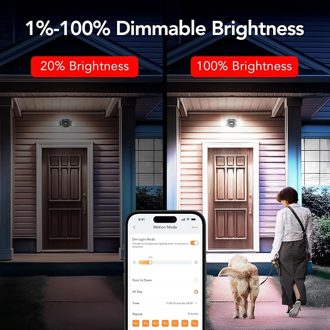 OREiN Motion Sensor Outdoor Lights, AC Smart WiFi Flood Lights Outdoor Connect - Image 3