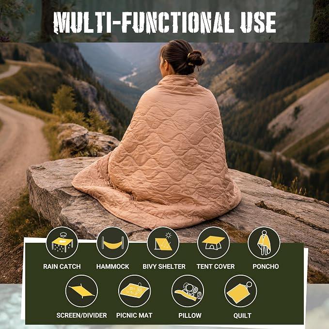 Lenotos Woobie Blanket, Thermal Insulated Military Poncho Liner, Water-Resistant - Image 4