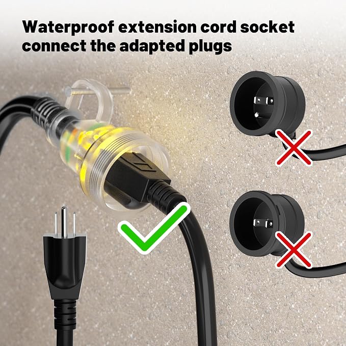 POWGRN 200FT 16 Gauge Black Outdoor Extension Cord Waterproof, 3 Prong Flexible - Image 2