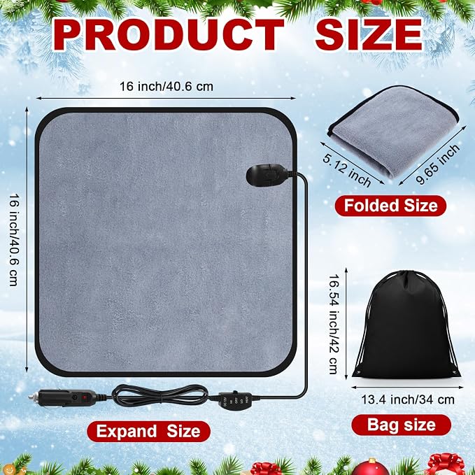 Tuanse 16 x 16 Inches Car Electric Blanket 12 Volt Heated Car Blanket - Image 2