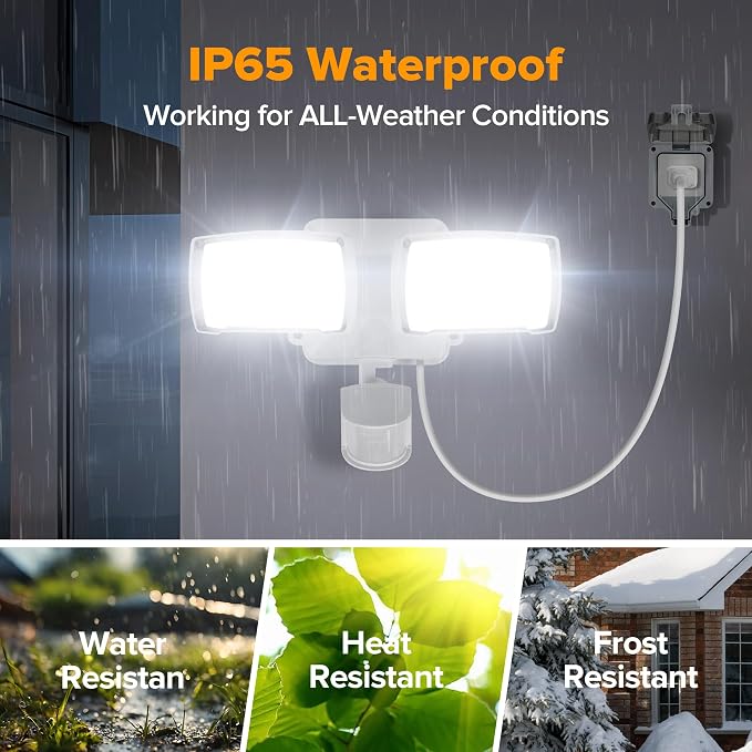 LUTEC 21W 2 Pack Plug in Motion Sensor Light Outdoor, Flood Lights Outdoor - Image 4