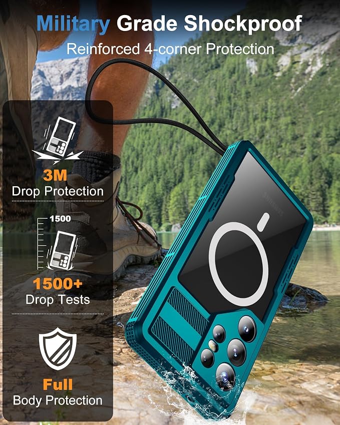 for Samsung Galaxy S24 Ultra Waterproof Case, Magnetic Heavy Duty Military - Image 4