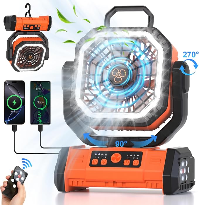 Honesorn Portable Rechargeable Fan 20000mAh, Camping Fan - Image 2