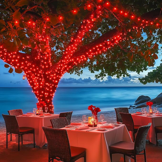 JMEXSUSS 200 LED Red String Lights Indoor Outdoor, 66ft Connectable LED Red - Image 2