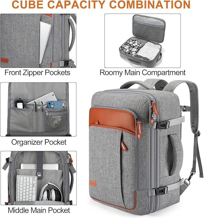 Lumesner Carry on Travel Backpacks, Extra Large 40L Flight Approved Bag - Image 5