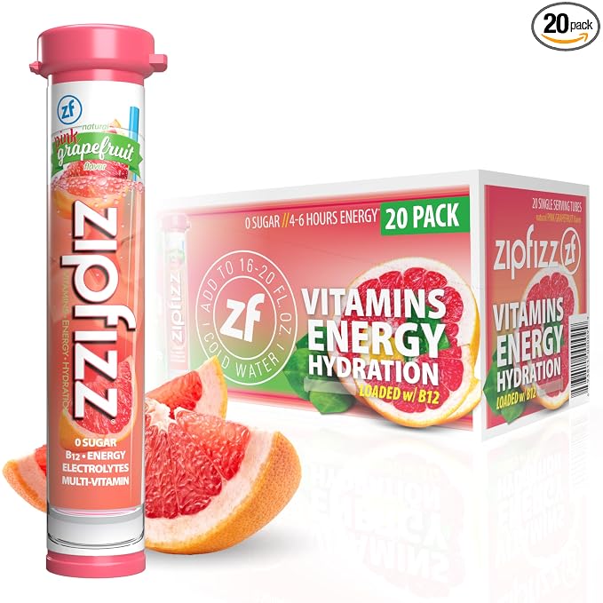 Zipfizz Daily Energy Drink Powder, 20 Pack | 3-in-1 Sustained Energy, Rapid by Zipfizz