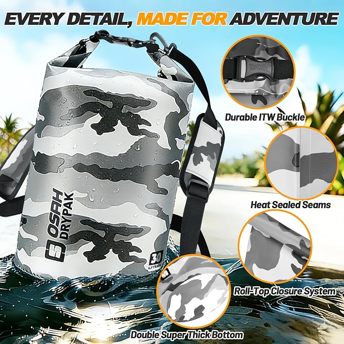 Waterproof Dry Bag, 5L/10L/20L/30L/40L Roll Top Lightweight Storage Backpack - Image 3