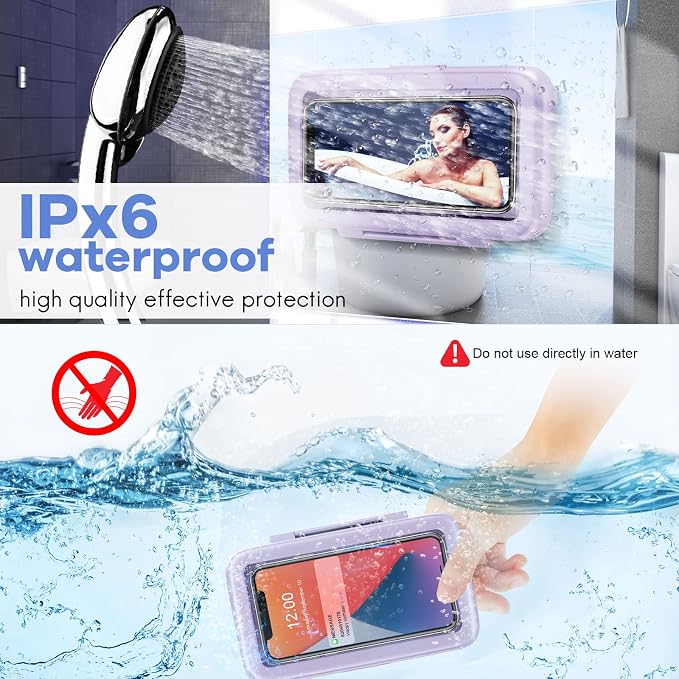 LC-dolida Shower Phone Holder Waterproof 480 Rotation Phone Stand Case Mount - Image 9
