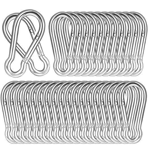 100 PCS 3'' Spring Snap Hook Carabiner, M8 5/16 Inch Galvanized Silver Steel by HANDRERLEE