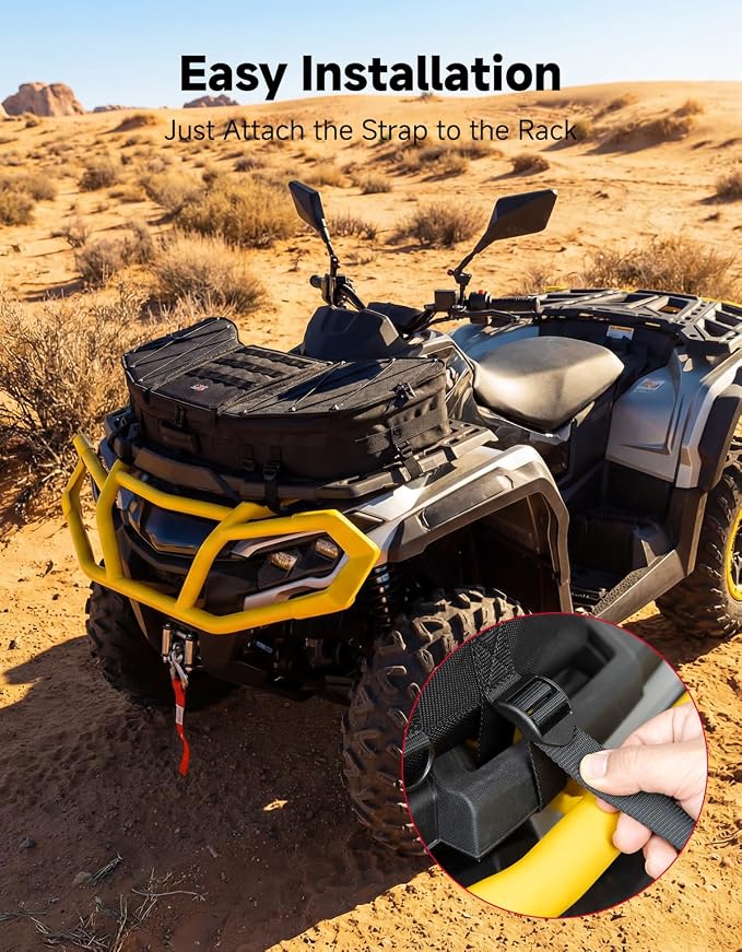 KEMIMOTO Portable ATV Front Rear Rack Bag UTV Cargo Bed Storage, Flat Gear Box - Image 7