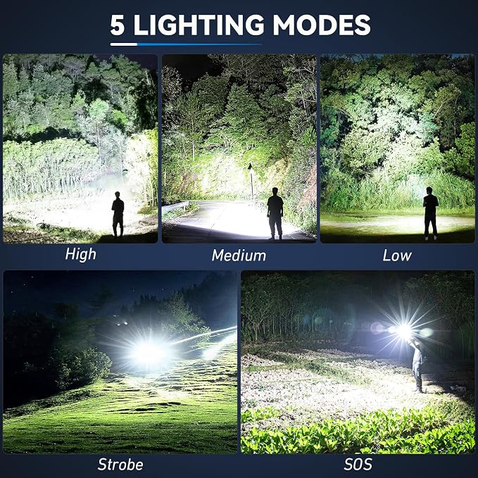 Rechargeable Flashlights High Lumens 3 Packs, 000 Lumens Super Bright LED Flash - Image 5
