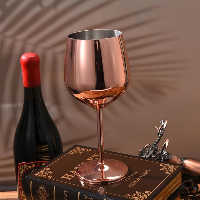 Bruntmor Stainless Steel Wine Glass - 17 Oz Unbreakable 8 inches Tall Wine - Image 6