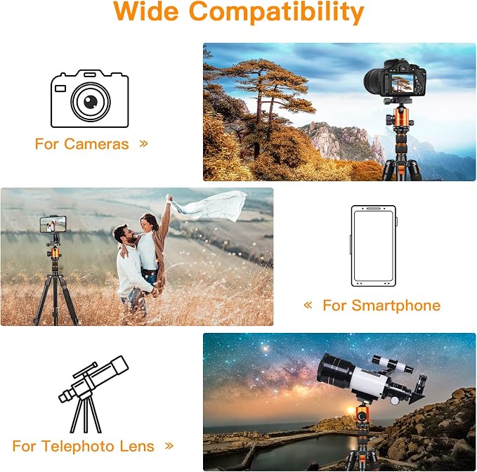 82" Tall Camera Tripod Heavy Duty, Victiv Aluminum DSLR Tripod Monopod - Image 9