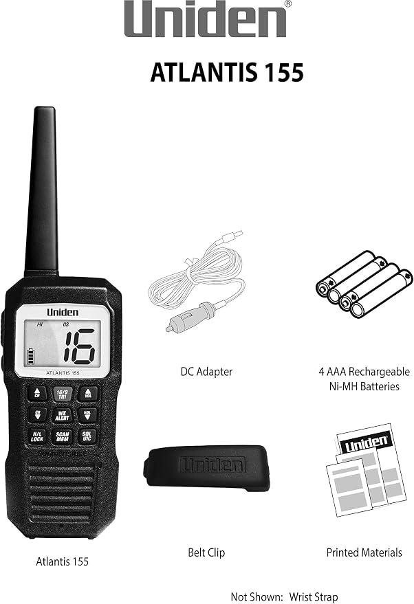 Uniden Atlantis 155 Handheld Two-Way VHF Marine Radio, Floating IPX8 - Image 4