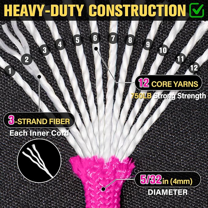Paracord Rope 750 lb - 200ft 5/32" Parachute Cord 4MM 12-Strand para Cord - - Image 3