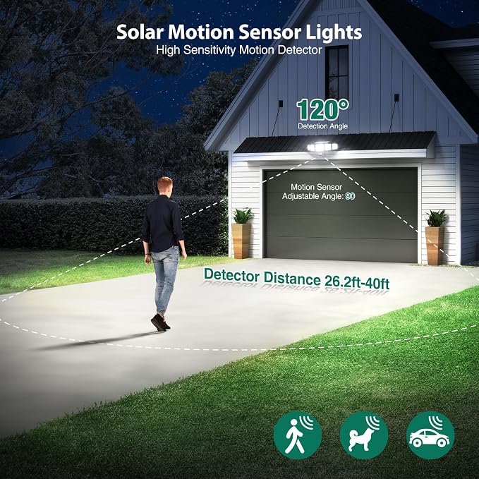 Solar Lights Outdoor 4000LM 236 LEDs Motion Sensor Outdoor Lights, 5 Heads - Image 7