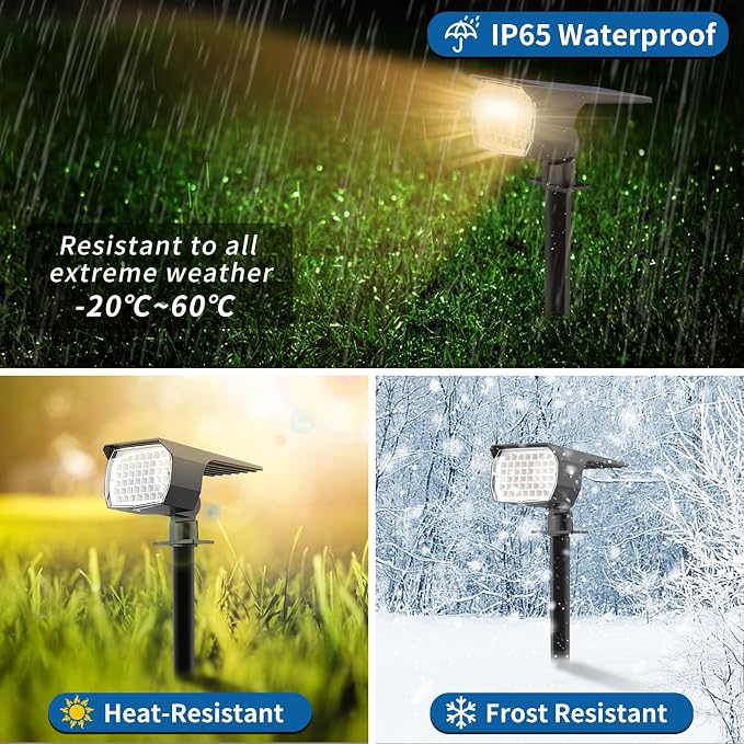 WENATY Solar Spot Lights Outdoor Waterproof IP65, 6 Pack Landscape Spotlights - Image 4