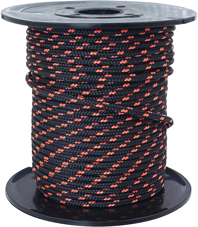 GM CLIMBING Black 3mm Accessory Cord 400LBS Double Braided Durable Pull Cord by GMCLIMBING
