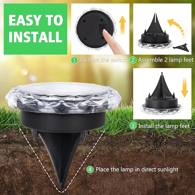 echosari 6 Pack Solar Ground Lights, Upgraded Solar Garden Lights Auto ON/Off - Image 5