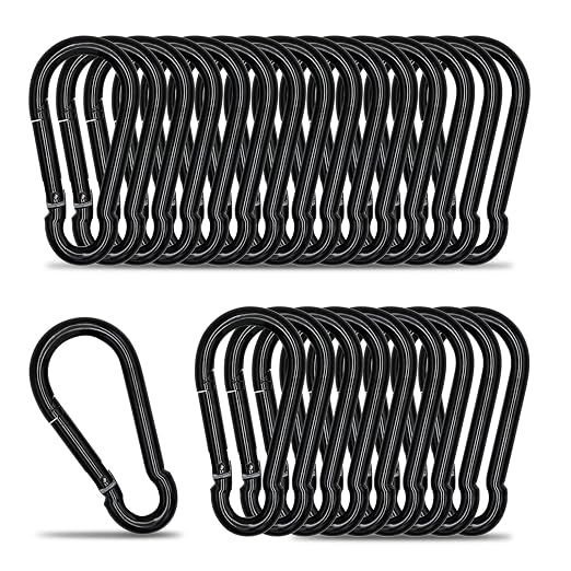 Small Carabiner Clip Hook, 1.57 inch 25 pcs Black Heavy Duty Spring Snap Hook by KINLINK