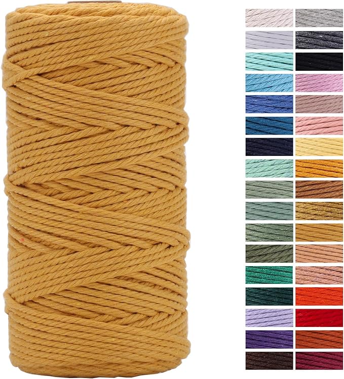 Yellowish Brown Macrame Cord 3mm x 109Yards, Colored Cotton Rope Craft Cord by AestheticDesignforYou