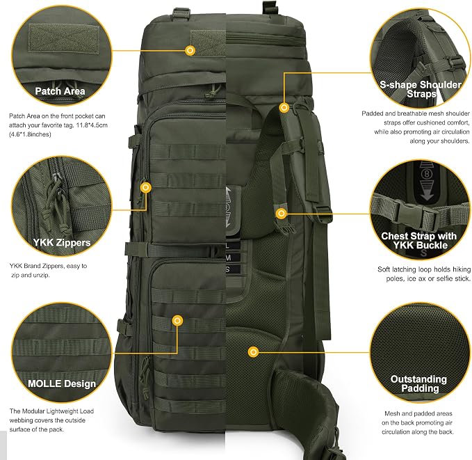 Mardingtop 75L Molle Hiking Internal Frame Backpacks - Image 3