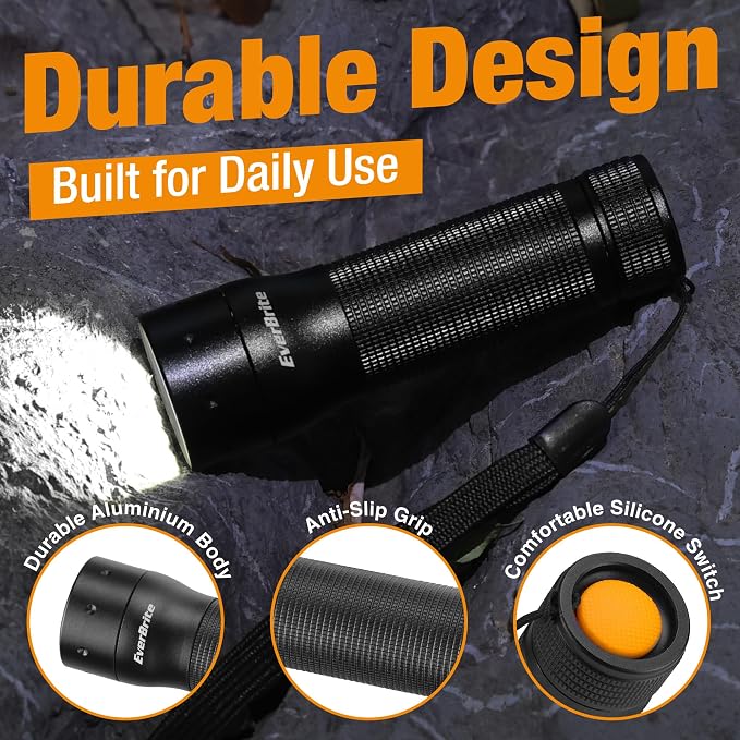 EverBrite Mini Flashlight, Zoomable LED Flash Light, 3 Modes, 3AAA Batteries - Image 6
