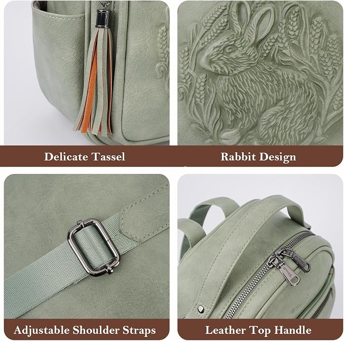 Mini Backpack Purse for Women, Embossed Leather Small Backpack Fashion Travel - Image 6