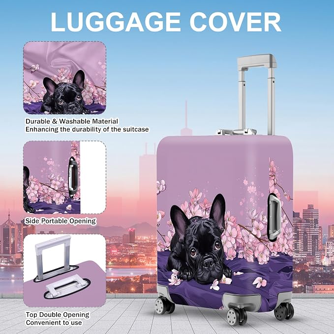 ANNA QUEEN French Bulldog Luggage Cover, Cute Black Dog - Image 3
