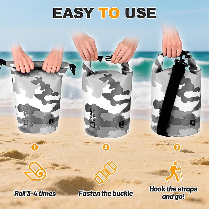 Waterproof Dry Bag, 5L/10L/20L/30L/40L Roll Top Lightweight Storage Backpack - Image 4