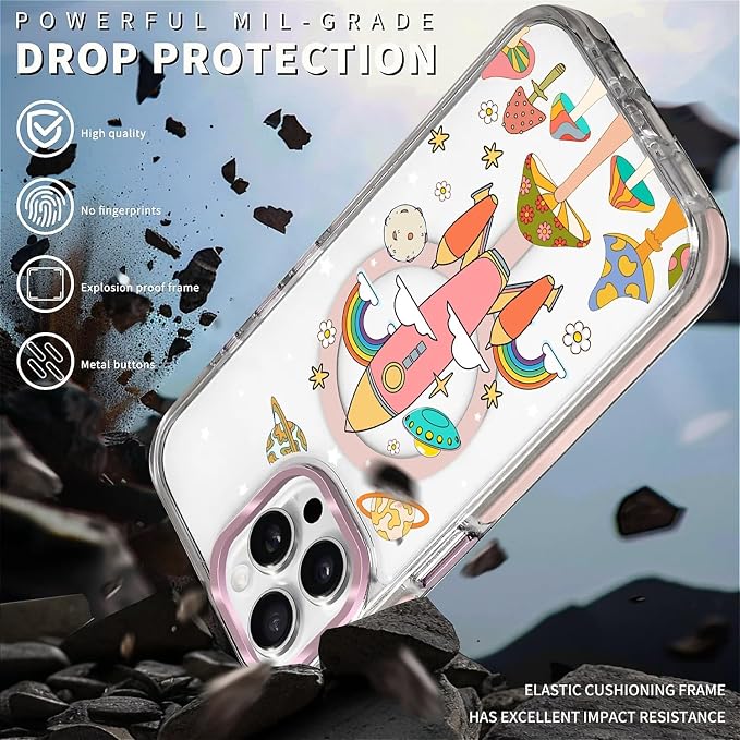 Case for iPhone 13 Pro Max, Spaceship Mushroom Phone Case Design，for Women - Image 5