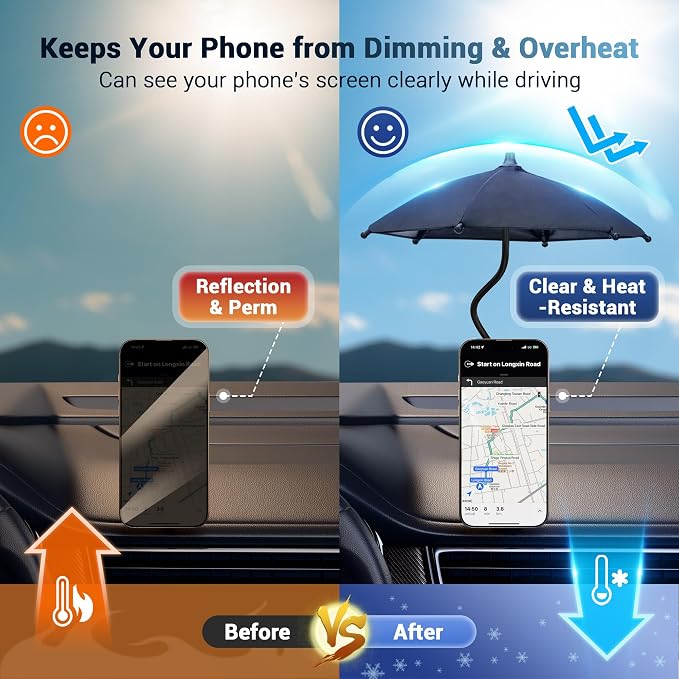 Double Magnetic Phone Umbrella, UPF45+ Magnetic Phone Sunshade Shield - Image 3