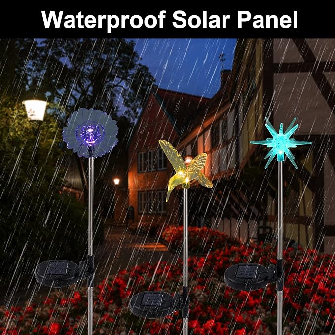 Glintoper 6 Pack Solar Garden Stake Lights Outdoor, Solar Butterfly Figurine - Image 5