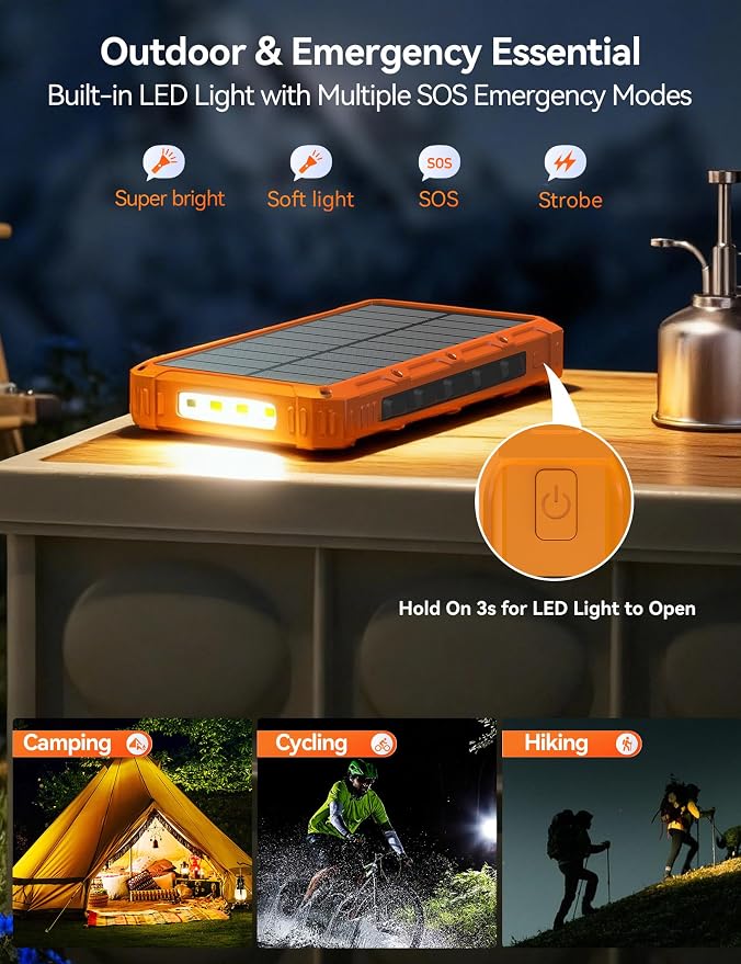 Solar-Charger-Power-Bank - 20000mah Solar Powered Battery Charger Cell Phone - Image 6