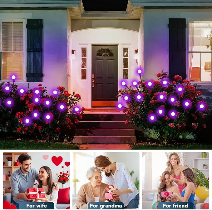 Slyuexu Solar Garden Lights Outdoor Waterproof, 2 Pack 16 LED Swaying Firefly - Image 7