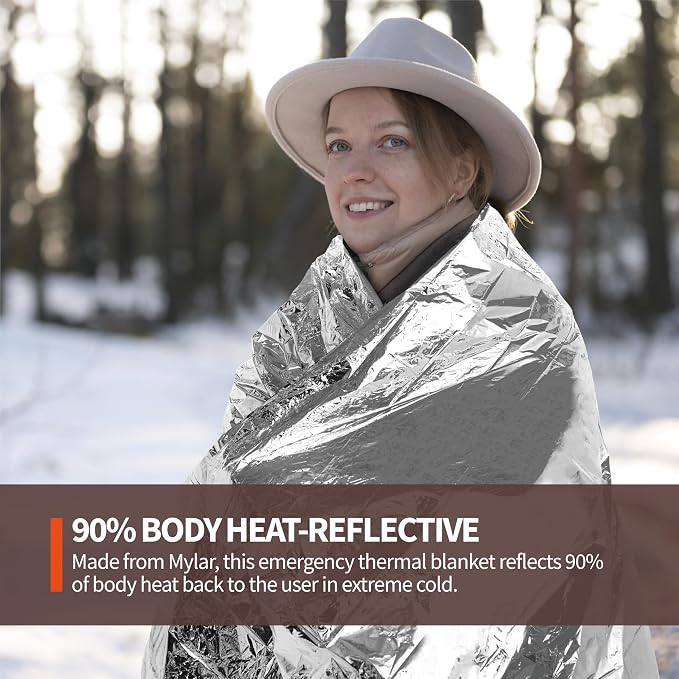 Emergency Blanket 4 Pack, Reflective Thermal Blanket, Space Mylar Blankets - Image 2