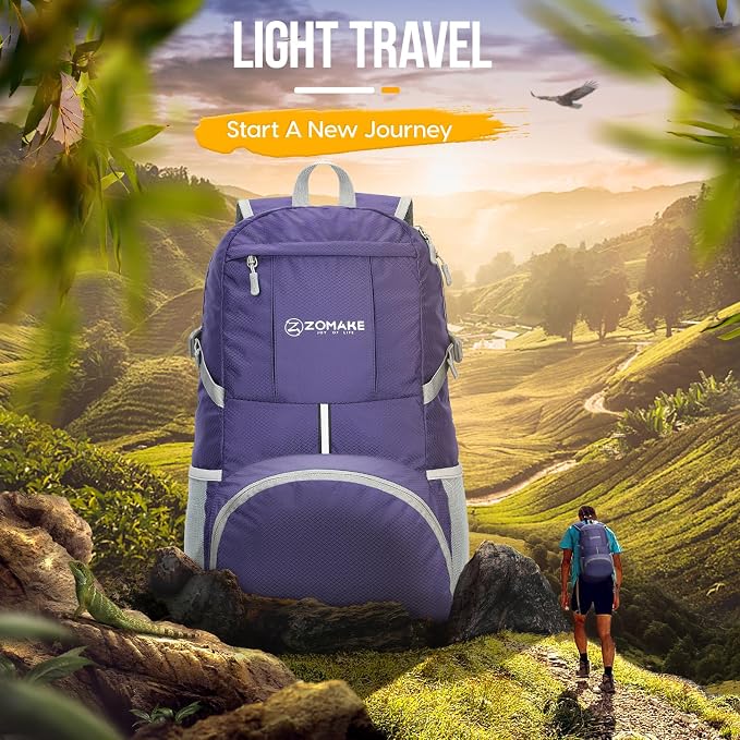 ZOMAKE Lightweight Packable Backpack 35L, Light Foldable Backpacks Water - Image 6