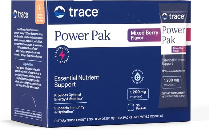 Trace Minerals | Power Pak Electrolyte Powder Packets | 1200 mg Vitamin C by TRACEMINERALS