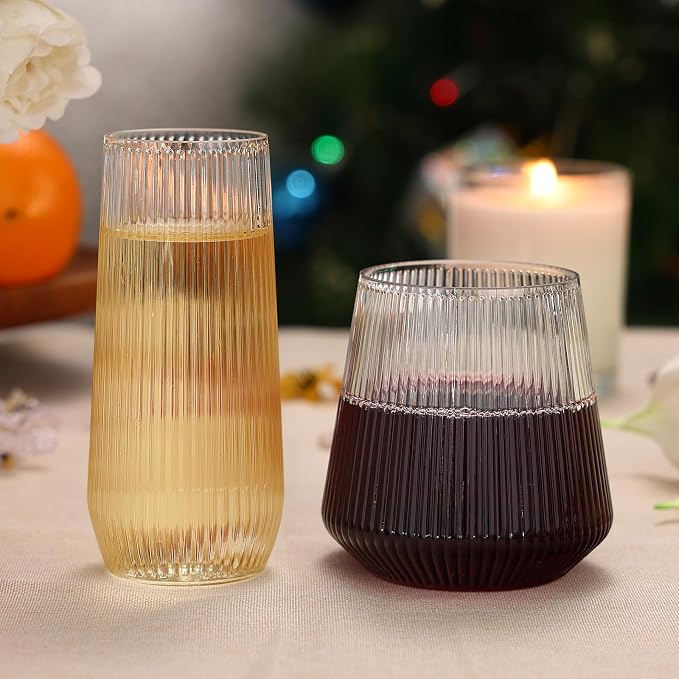 48 Pack Plastic Glasses – 24 x 9oz Stemless Champagne Flutes & 24 x 12oz - Image 2