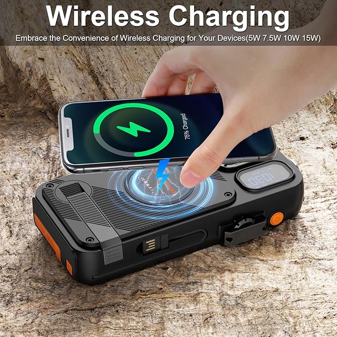 Emergency Radio&22000mAh Solar Power Bank, FM NOAA Weather Radio, Portable Hand - Image 4