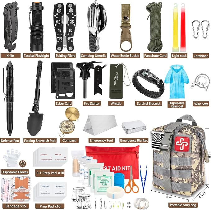 238Pcs Emergency Survival Kit and First Aid Kit, Professional Survival Gear Tool - Image 2