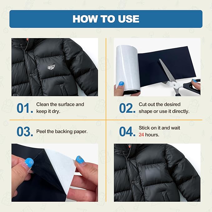 KING MOUNTAIN Self Adhesive Nylon Fabric Repair Patch, 5×8 Inches 8 Pcs - Image 5