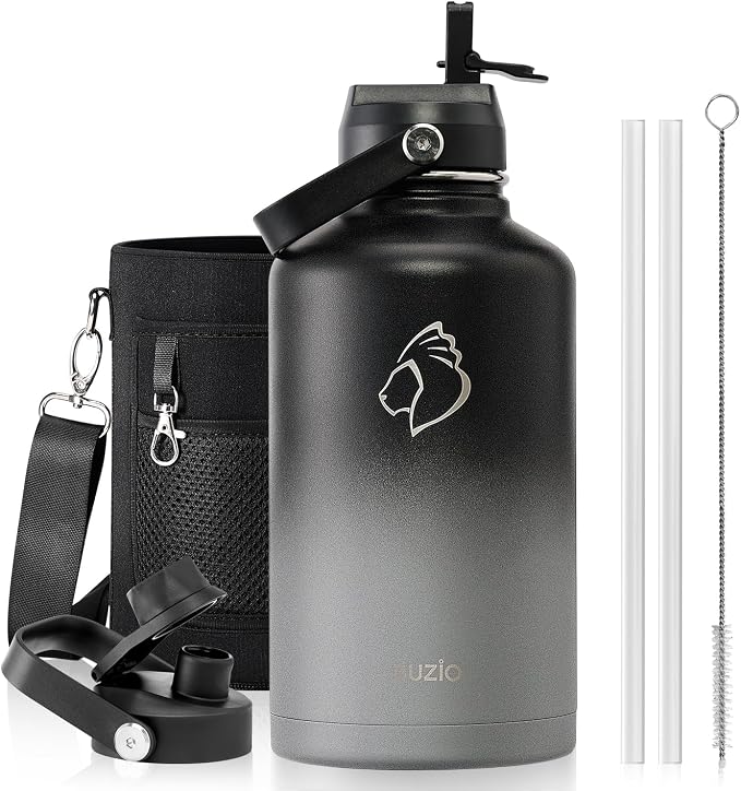 Insulated Water Bottle 64 oz by BUZIO