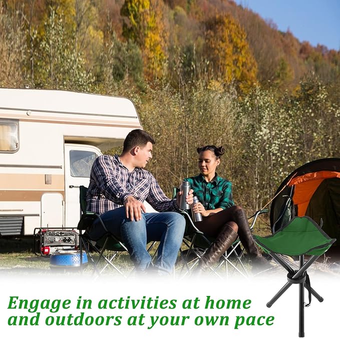 Folding Camping Stool, Portable Travel Outdoor Tripod Seat - Image 6