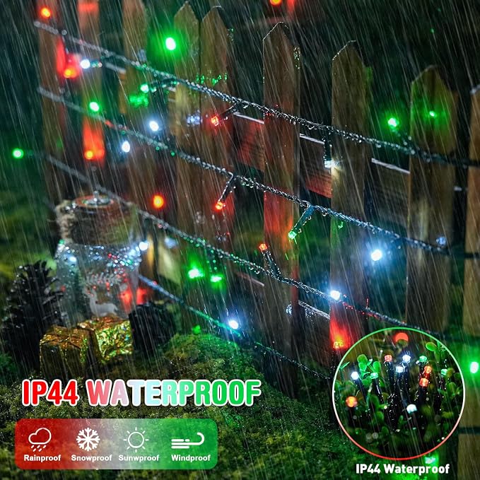 JMEXSUSS 200 LED Red White and Green Christmas Lights Outdoor, 66ft Connectable - Image 5