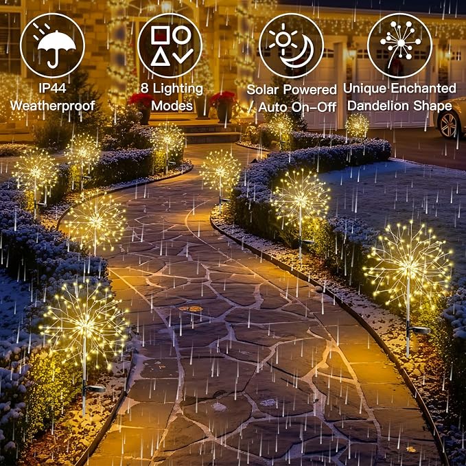 suddus Solar Garden Lights Outdoor Waterproof Decorative, Upgrade 2Pack 150LED - Image 2