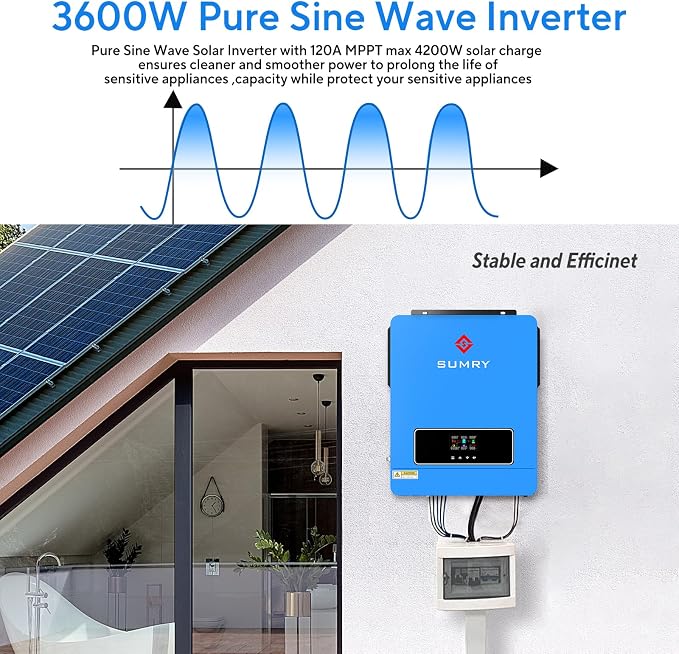 SUMRY Solar Inverter Charger, 3600W DC 24V to AC 110V Hybrid Voltage Converter - Image 3