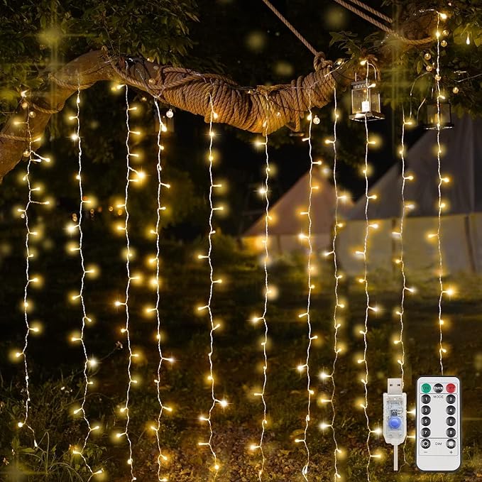 suddus Curtain Lights for Bedroom, 200 Led Hanging String Light Outdoor by SUDDUS