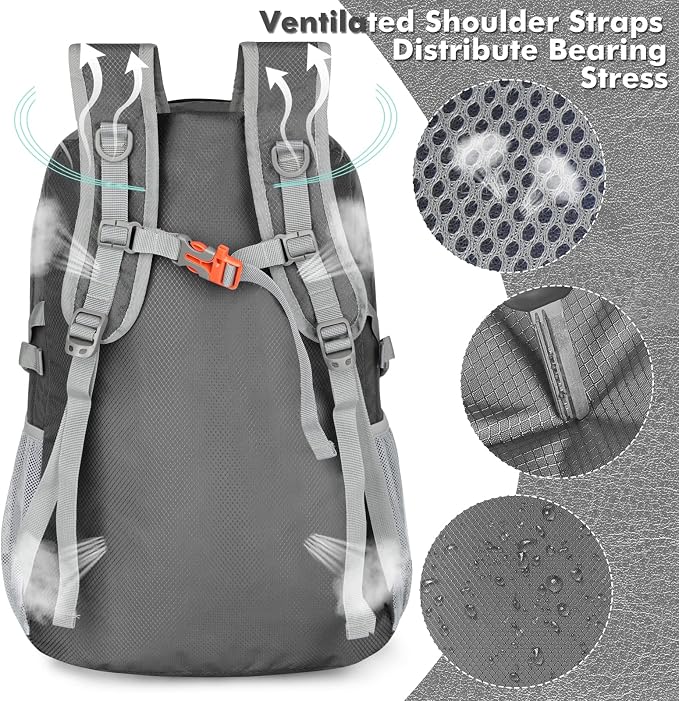 ZOMAKE Lightweight Packable Backpack 30L, Foldable Hiking Backpacks Water - Image 4