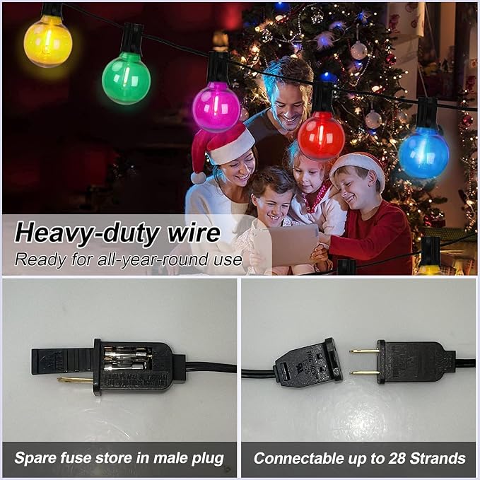 G40 LED Outdoor String Lights，25Ft Globe Multicolor Christmas Decorations - Image 4